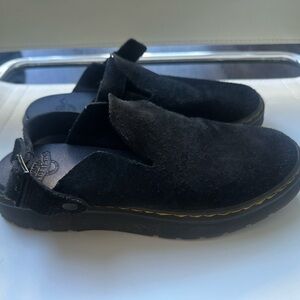 Dr. Martens Black Suede Mules